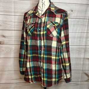 Women’s Bit & Bridle Plaid Button Down -Western Wear - Large -D4